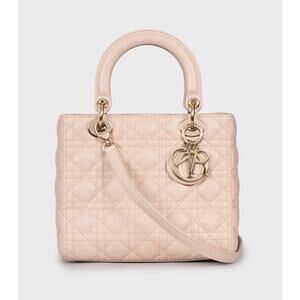 Lady Medium Dior Pink Leather Handbag
